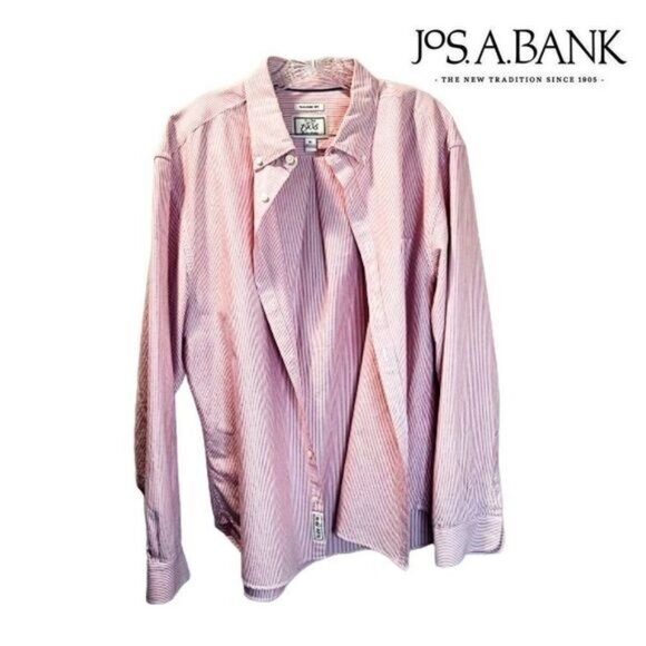 Jos A Bank 1905 Collection Mens Dress‎ Shirt Tailored Fit Linen Look Stripe - Picture 1 of 6